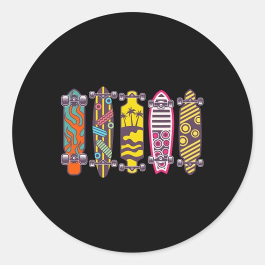 Skateboard Longboard Planken Stijl Soorten Soorten Ronde Sticker (Voorkant)