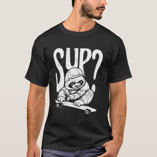 Skateboard luiaard t-shirt (Voorkant)
