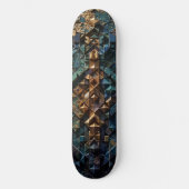 Skateboard - Luxe Blauwe Mozaïek Kunst Deck (Voorkant)
