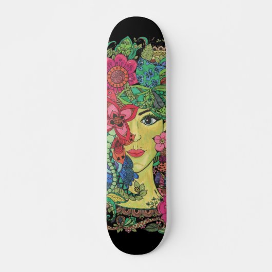 Skateboard Mandalas sobre rostro de mujer joven (Voorkant)