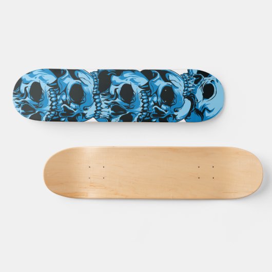 Skateboard met blauw Skulls-ontwerp (Horizontaal)