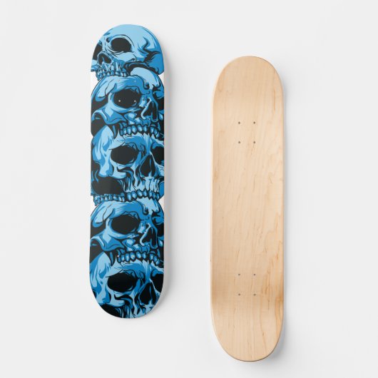 Skateboard met blauw Skulls-ontwerp (Voorkant)