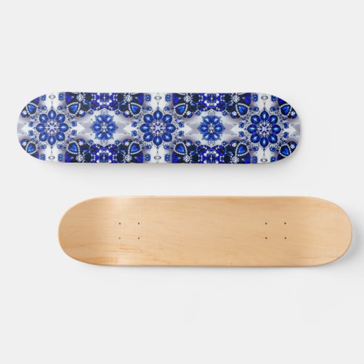 Skateboard met Blauw Wit Kleuren Design (Horizontaal)