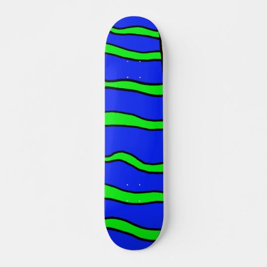 Skateboard Met Blauwe En Groene Strepen (Voorkant)