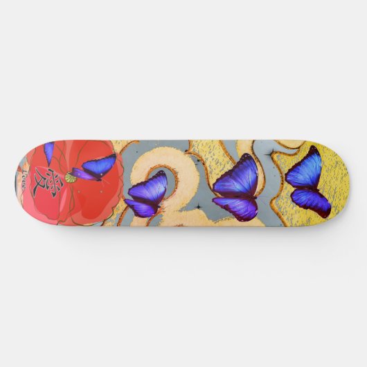 SKATEBOARD MET BUTTERFLIES EN KANJI-LIEFDE KANJI (Horizontaal)