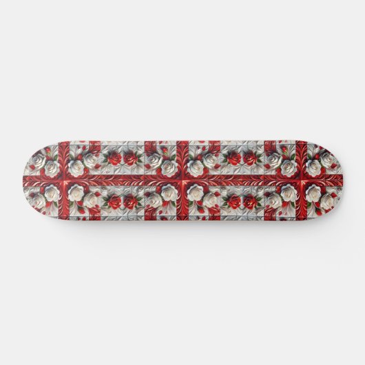 Skateboard met Engelse Rozen Design (Horizontaal)