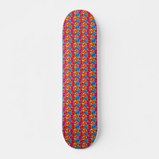 Skateboard met gekleurde bloemen (Voorkant)