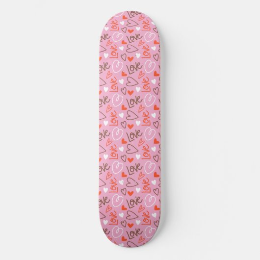 Skateboard met gekrabbelde liefdesharten (Voorkant)