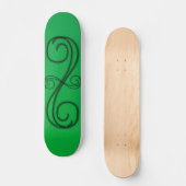 Skateboard met groene gebogen lijnen (Voorkant)