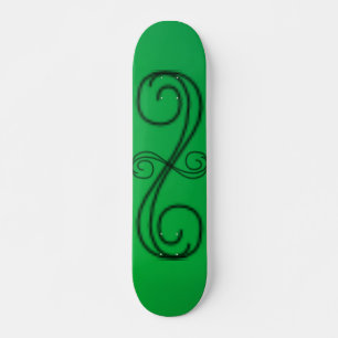 Skateboard met groene gebogen lijnen