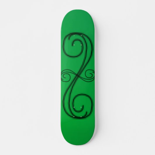 Skateboard met groene gebogen lijnen (Voorkant)