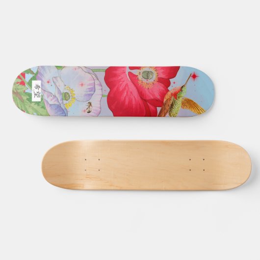 SKATEBOARD MET JAPANESE STROMEN EN HUMMINGBIRD (Horizontaal)