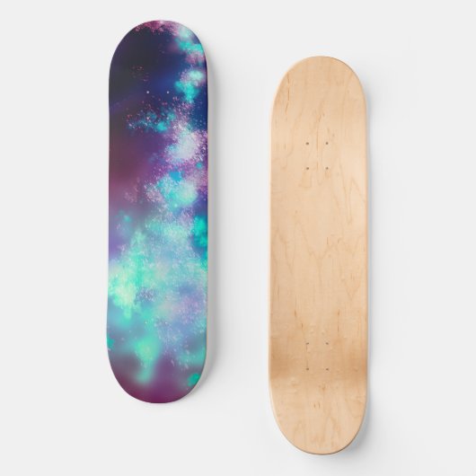 Skateboard met Naight Sky Neon Lights (Voorkant)