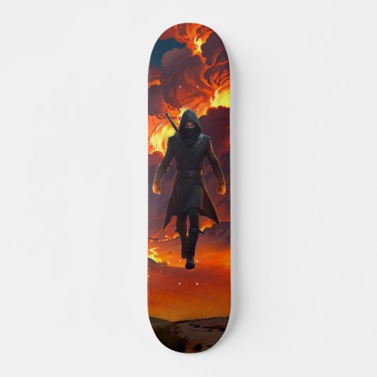 Skateboard met Ninja en Vuur (Voorkant)