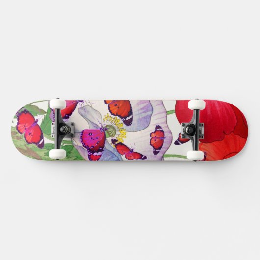 SKATEBOARD MET POPPIËN EN BUTTERFLIES (Horizontaal)