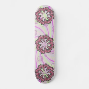 Skateboard met Roze Bloemen