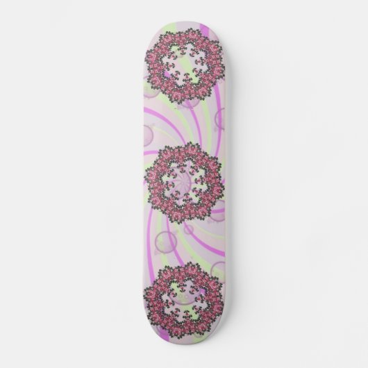 Skateboard met Roze Bloemen (Voorkant)