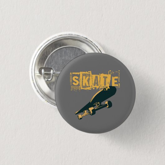 Skateboard met Schaats Tekst Ronde Button 3,2 Cm (Voorkant /achterkant)