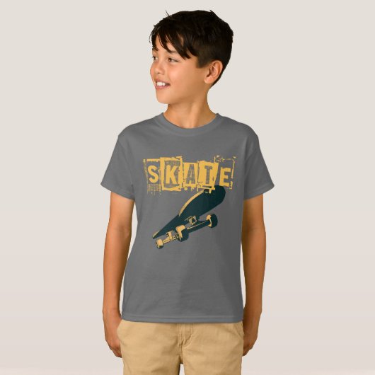 Skateboard met Schaats Tekst T-shirt (Voorkant volledig)