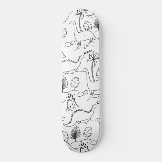 Skateboard met schattige dinosaurussen. (Voorkant)