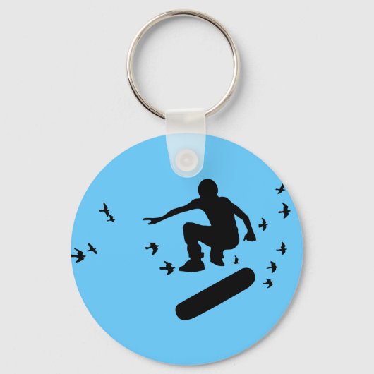 skateboard met sleutelhanger van vogels (Voorkant)