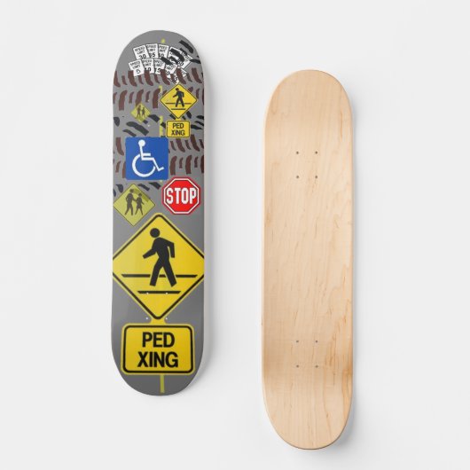 Skateboard met verkeersborden (Voorkant)