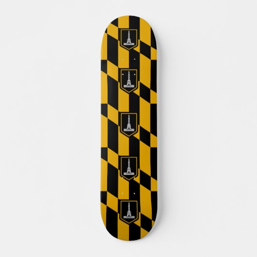 Skateboard met vlag van Baltimore, Maryland, Veren (Voorkant)