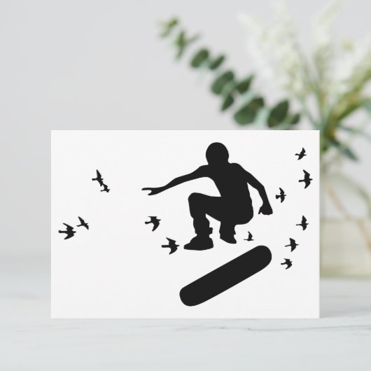 skateboard met vogels kaart (Staand voorkant)