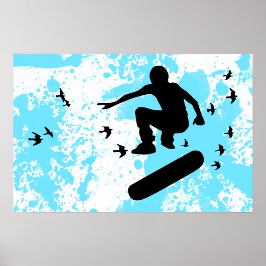 skateboard met vogels poster (Voorkant)
