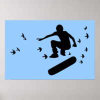 skateboard met vogels