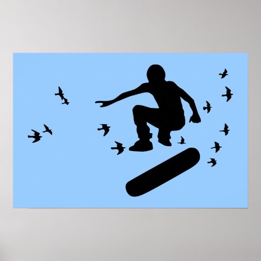 skateboard met vogels poster (Voorkant)