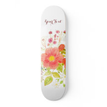 Skateboard met zomerbloemen