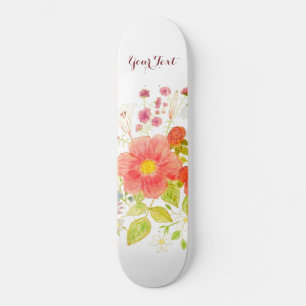 Skateboard met zomerbloemen