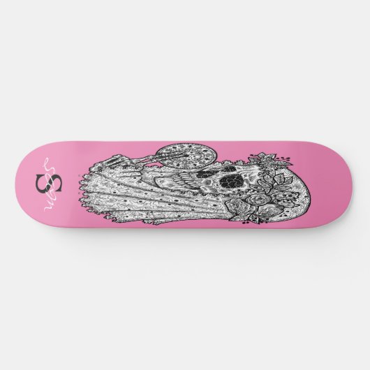 skateboard Monogram roze bruiloft (Horizontaal)