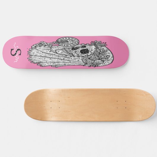 skateboard Monogram roze bruiloft (Horizontaal)