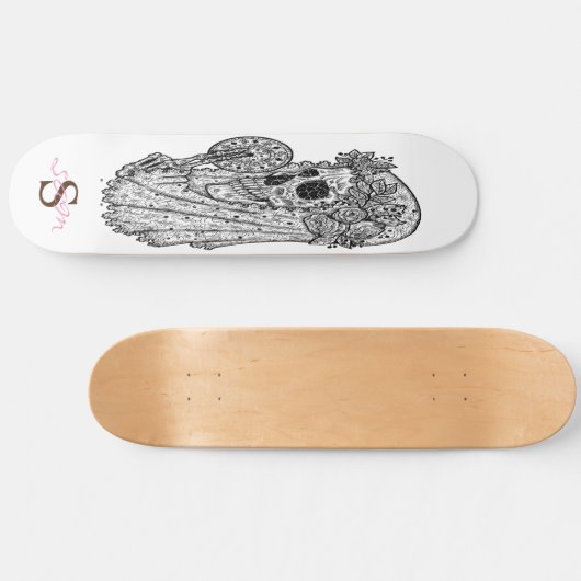skateboard Monogram roze LUCKY Skull (Horizontaal)