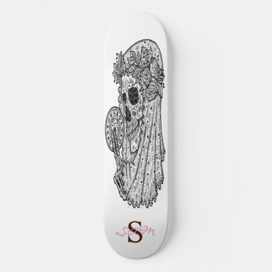 skateboard Monogram roze LUCKY Skull (Voorkant)