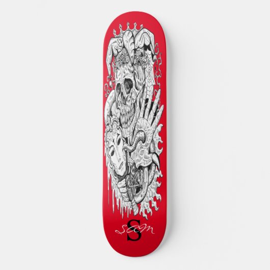 skateboard Monogram Skull Skeleton Court Jester (Voorkant)