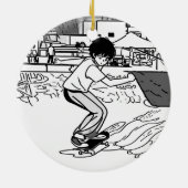 Skateboard Moves - Young Skateboarder Keramisch Ornament (Achterkant)