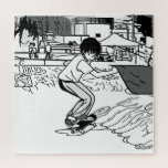 Skateboard Moves - Young Skateboarder Legpuzzel<br><div class="desc">This young skateboarder is riding his skateboard after speeding down the ramp like a pro.</div>