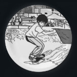 Skateboard Moves - Young Skateboarder Papieren Bordje<br><div class="desc">This young skateboarder is riding his skateboard after speeding down the ramp like a pro.</div>