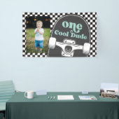 Skateboard One Cool Dude Verjaardag Foto Spandoek (Beurs)