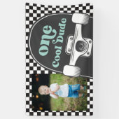 Skateboard One Cool Dude Verjaardag Foto Spandoek (Verticaal)