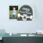 Skateboard One Cool Dude Verjaardag Foto Spandoek (Beurs)