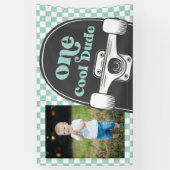 Skateboard One Cool Dude Verjaardag Foto Spandoek (Verticaal)