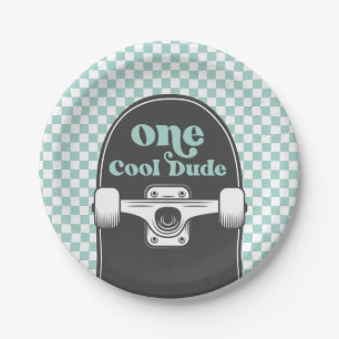 Skateboard One Cool Dude Verjaardag Papieren Borde Bordje