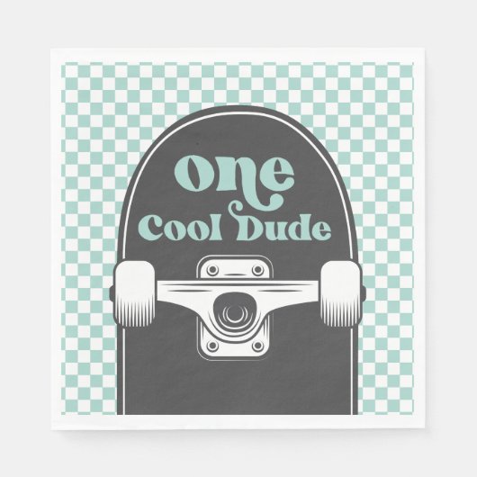 Skateboard One Cool Dude Verjaardag Servet (Voorkant)