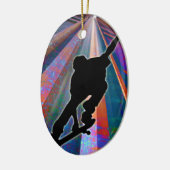 Skateboard op een bouwRay Keramisch Ornament (Links)