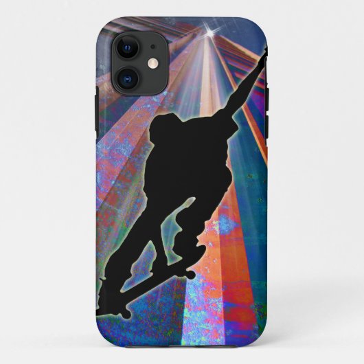 Skateboard op een Gebouw Ray Case-Mate iPhone Case (Achterkant)