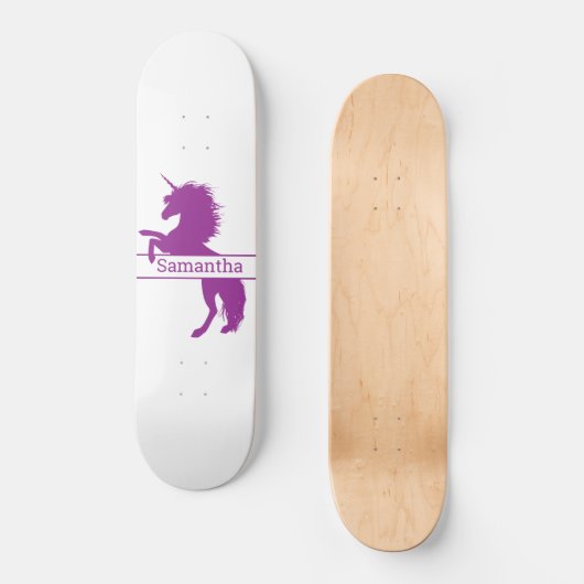 Skateboard Paarse Unicorn (Voorkant)